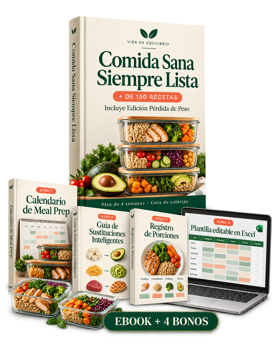 Comida Sana Siempre Lista con cuatro bonos incluidos