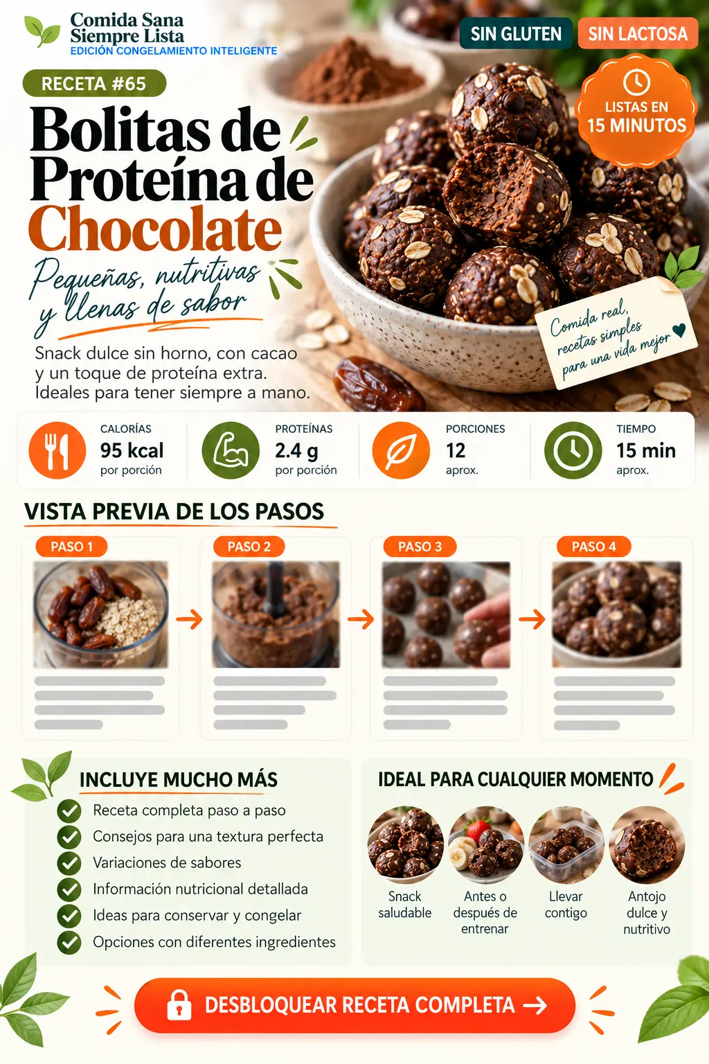 Receta de bolitas de proteína de chocolate