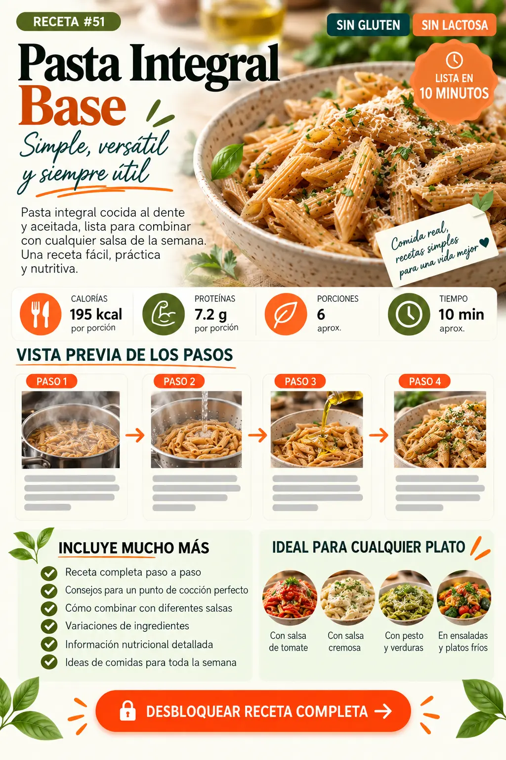 Receta de pasta integral base