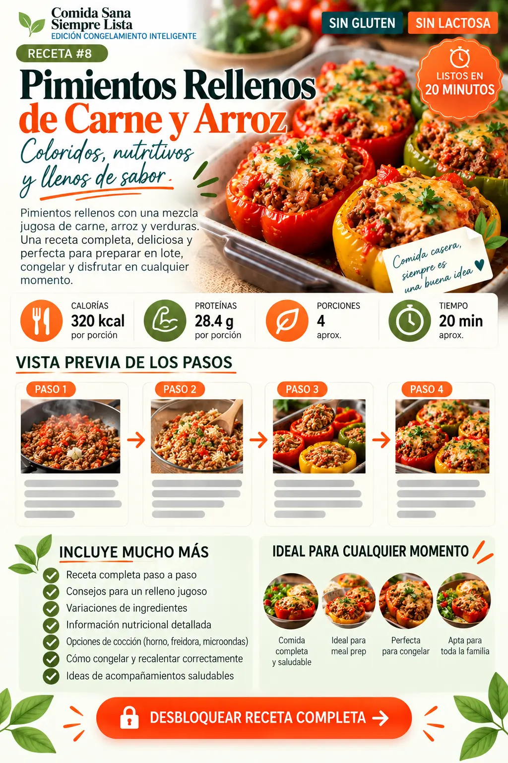 Receta de pimientos rellenos de carne y arroz